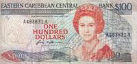 Inseln der Karibik 100 dollars 100 Dollars - Elizabeth II - Boat, landscape - ND (1986-1988) - Serial A - P.20a -