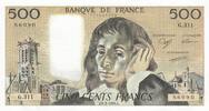 Frankreich 500 francs 500 Francs - Pascal - 01-02-1990 - Serial G.309 - P.156 -