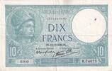 Frankreich 10 francs 10 Francs - Minerva - 19-10-1939 - Serial R.74675 - P.73 -