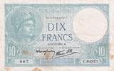 Frankreich 10 francs 10 Francs - Minerva - 04-12-1941 - Serial C.84921 - P.73 -