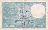 Frankreich 10 francs 10 Francs - Minerva - 05-10-1939 - Serial S.73604- P.73 -