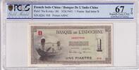 Indochina Französin 1 piastre 1 Piastre - Men with boat - ND (1945) - Letter B - PCGS 67 OPQ -