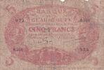 Guadeloupe 5 francs 5 Francs - Cabasson - Red - ND (1945) - Serial R.356 - Watermark Colbert - P.7e -