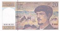 Frankreich 20 francs 20 Francs - Debussy - 1991 - Serial F.033 - P.151 -
