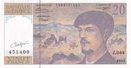 Frankreich 20 francs 20 Francs - Debussy - Sign Vigier - 1993 - Serial J.044 - P.151 -