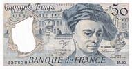 Frankreich 50 francs 50 Francs - Quentin de la Tour - 1990 - Serial B.62 - P.152 -