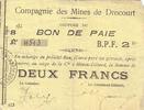 Frankreich 2 f 2 F Drocourt Cie. des mines Bon de paie -
