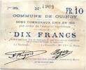 Frankreich 10 francs 10 Francs Cuincy City - 1915 -