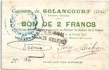 Frankreich 2 francs 2 Francs Golancourt City - 1915 -