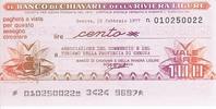 Italien 100 lires 100 Lire Banco di Chiavari e della Riviera Ligure - 1977 - Genova - Neuf -