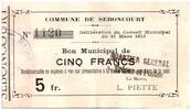 Frankreich 5 francs 5 Francs Seboncourt City - 1915 -