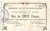 Frankreich 2 francs 2 Francs La Ferte-Chevresis City - 1915 -