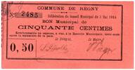 Frankreich 50 centimes 50 Centimes Regny City - N2485 - 1915 -