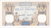 Frankreich 1000 francs 1000 Francs Ceres and Mercury - 09/12/1937 Serial A3101 -