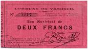 Frankreich 2 francs 2 Francs Vendeuil City - 1914 -