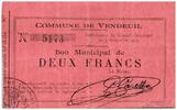 Frankreich 2 francs 2 Francs Vendeuil City - 1914 -