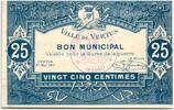 Frankreich 25 centimes 25 Centimes Vertus City - 1917 -