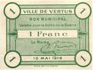 Frankreich 1 franc 1 Franc Vertus City - 1916 -