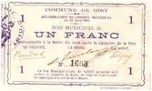 Frankreich 1 franc 1 Franc Oisy City - N1603 - 1915 -