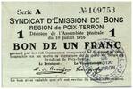 Frankreich 1 franc 1 Franc Poix-Terron City - 1916 -