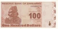 Simbabwe 100 dollars 100 Dollars Chiremba - Monument - 2009 -