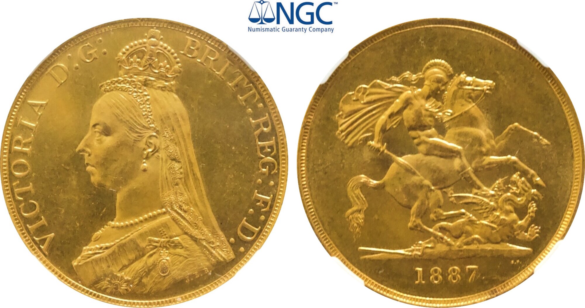Great Britain 5 Pounds 1887 Victoria NGC MS63 MA Shops
