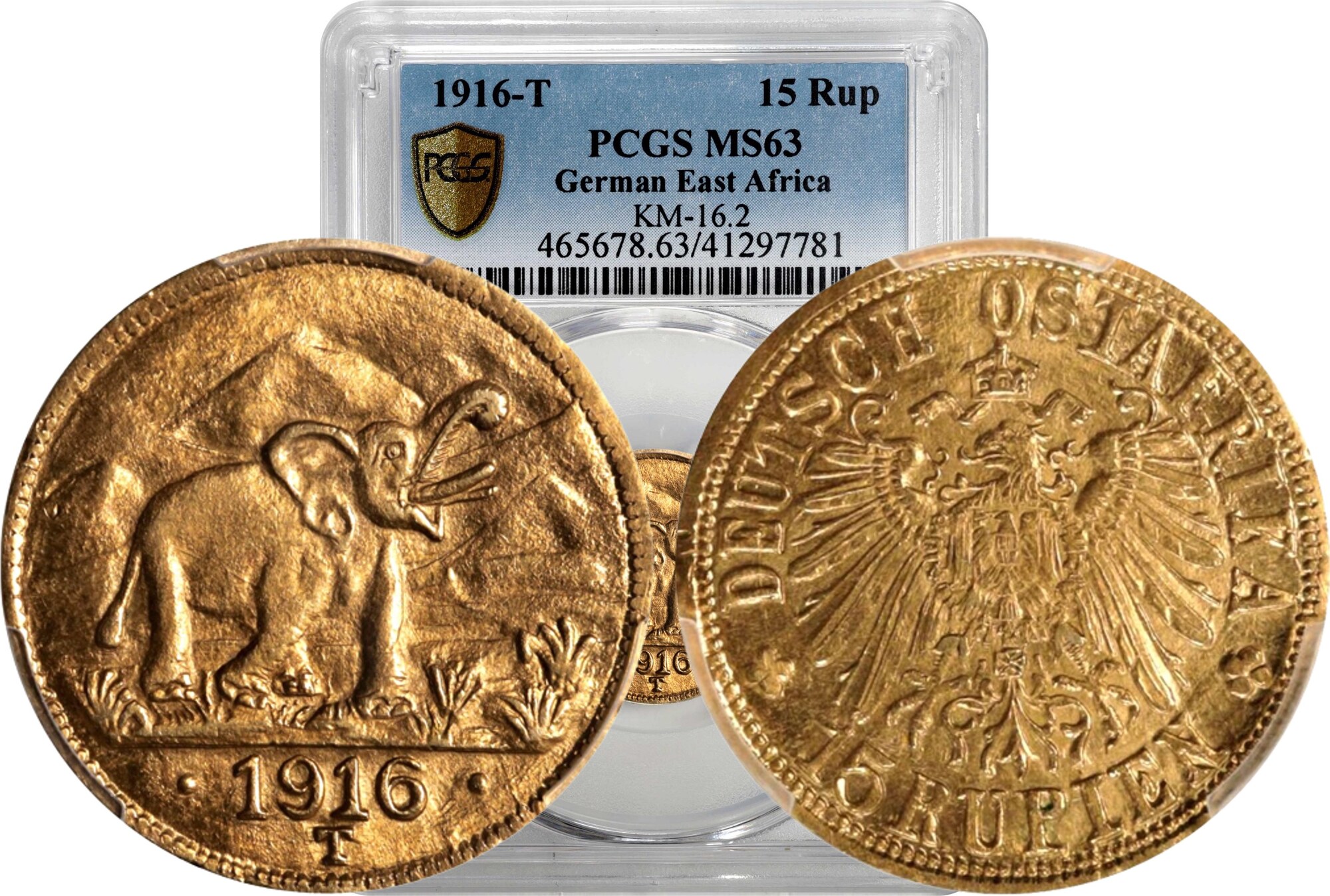 アンティークコイン 金貨 German East Africa 1916 T 15 Rupien Gold