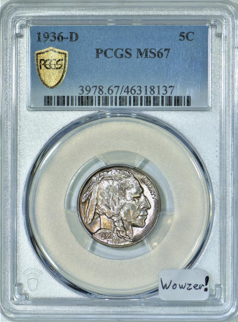 USA Buffalo Nickel 1936-D PCGS MS-67; Wowzer! | MA-Shops