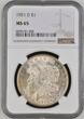 USA 1921-D Morgan Dollar NGC MS-65