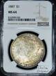 USA 1887 Morgan Dollar NGC MS-64; Choice Original