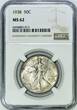 USA 1938 Walking Liberty Half Dollar NGC MS-62