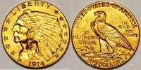 USA $2.50 Gold 1914-D Indian Quarter Eagle; Nice Original, Choice vz+ 584,04 EUR  zzgl. 51,52 EUR Versand