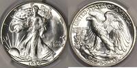Half Dollars, Half Dollars Half Dollar Walking Liberty  CAC MS-64; Lustr... 446,57 EUR  zzgl. 53,58 EUR Versand