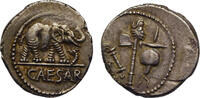 Roman Imperatorial AR denarius 49 BC Julius Caesar, elephant, military mint in Italy f.vz