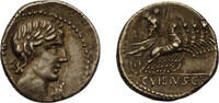 Roman Republic AR denarius 90 BC C. Vibius C.f. Pansa, Apollo/Minerva in quadriga f.vz