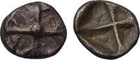 Attica, Athens AR obol c. 515-510 BC Wappenmünzen, four-spoked wheel/quadripartite incuse square ss
