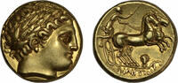 Kingdom of Macedon AV stater c. 323 - 321 BC Philip II, posthumous issue of Lampsakos, Apollo/Biga v