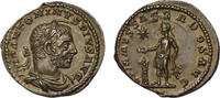Roman Empire AR denarius c. AD 220-222 Elagabalus, emperor sacrificing over lighted altar, wearing p