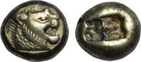 Kingdom of Lydia EL trite c. 600-560 BC Alyattes (Walwet), lion facing right/incuse punch ss