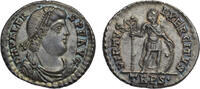 Roman Empire AR light miliarense c. AD 367-75 Valens, Trier mint, Emperor standing left with standar
