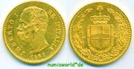 Italien 20 Lire Umberto I. 1878-1900, Rotgold, 6,45 g/900 Gold, f. Stg -