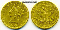 USA 10 Dollars Philadelphia, Liberty Kopf, 16,72 g/900 Gold, ss -