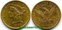 USA 5 Dollars 1906 Mzz. S, Liberty Kopf, 8,37 g/900 Gold, vz  1051,00 EUR  zzgl. 10,00 EUR Versand