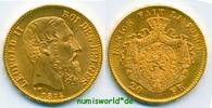 Belgien 20 Francs Leopold II. 1865-1909, 6,48 g /900 Gold, f. Stg -