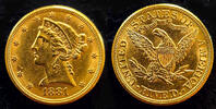 USA 5 Dollars 1881 USA, 5 Dollars, 1881, Liberty Kopf, 8,35 g/900 Gold, vz  823,20 EUR  zzgl. 10,00 EUR Versand
