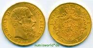 Belgien 20 Francs Leopold II. 1865-1909, 6,47 g /900 Gold, vz+ -