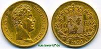 Frankreich 40 Francs Mzz. A (Paris), Charles X. 1824-1830, 12,87 g/900 Gold, S177, 50.090 Ex., erster Jahrgang, Kratzer, ss -