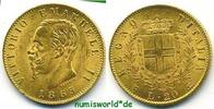 Italien 20 Lire Mzz. T BN, Victor Emanuel II. 1861-1878, 6,45 g/900 Gold, S42, vz -