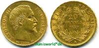Frankreich 20 Francs Mzz. A, Napoleon III. 1852-1870, 6,46 g/900 Gold, S285, Rf., vz -