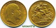 GB 1/2 Sovereign Edward VII. 1901-1910, 3,98 g/917 Gold, S525, f. vz -